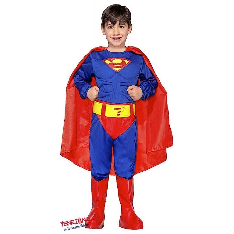 Costume vestito di carnevale Superman eroe bambino da 7 a 10 Anni