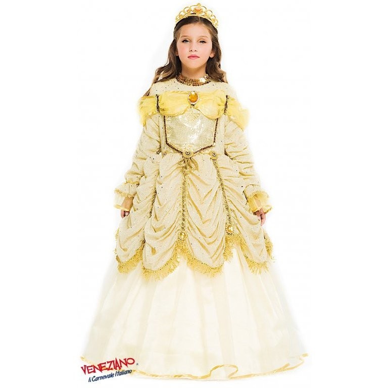 Costume vestito di carnevale Pricipessa Bella bambina da 7 a 10 Anni