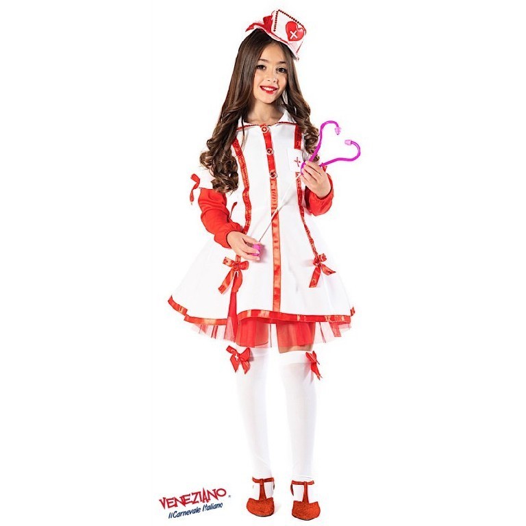 Costume vestito di carnevale Crocerossina bambina da 7 a 10 Anni