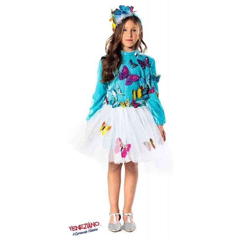 Costume vestito di carnevale Principessa delle farfalle bambina 4-6 anni