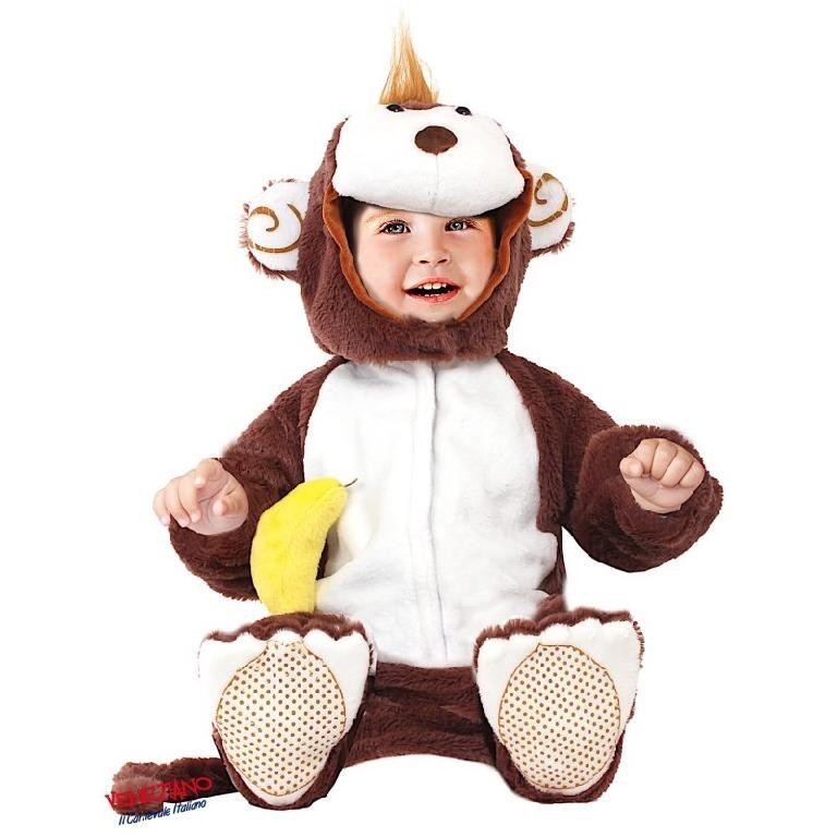 Costume vestito di carnevale Scimmietta bambino bambina 3-12 mesi