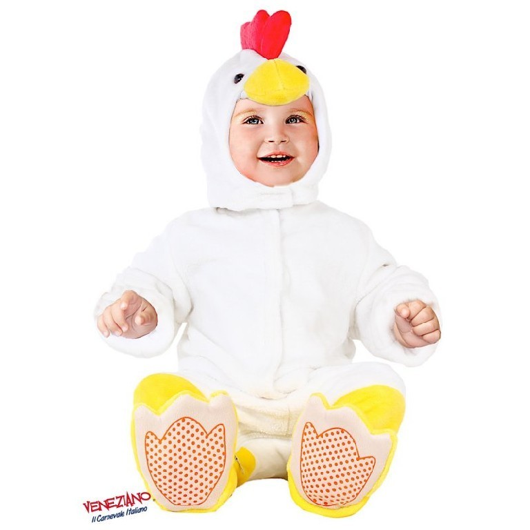 Costume vestito di carnevale Galletto bambino da 3 a 12 mesi