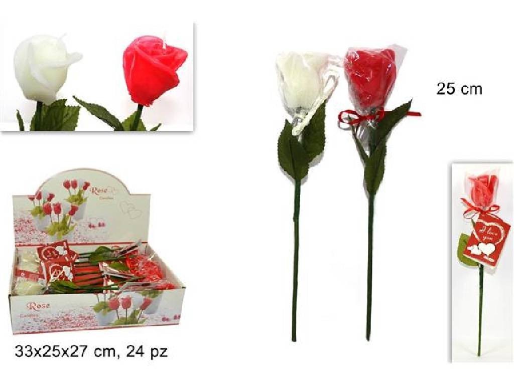 Candela a forma di Rosa Rossa/Bianca per San Valentino