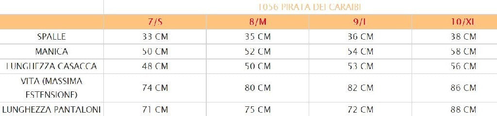 Costume vestito di carnevale Pirata dei Caraibi bambino 7-10 anni