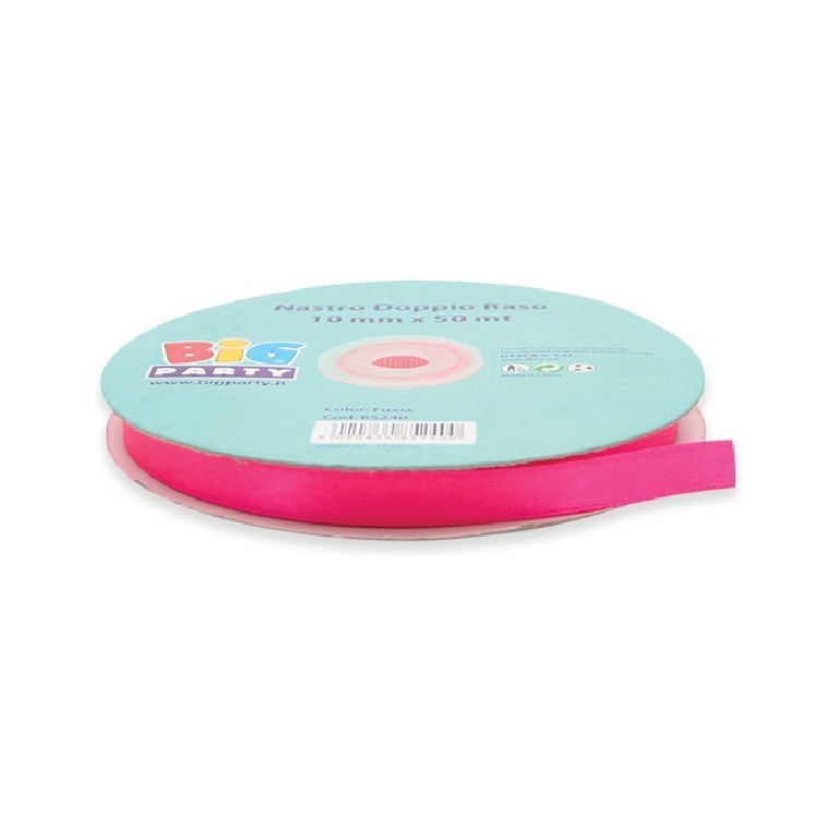 Nastro doppio raso Fuxia 10 mm 50 mt