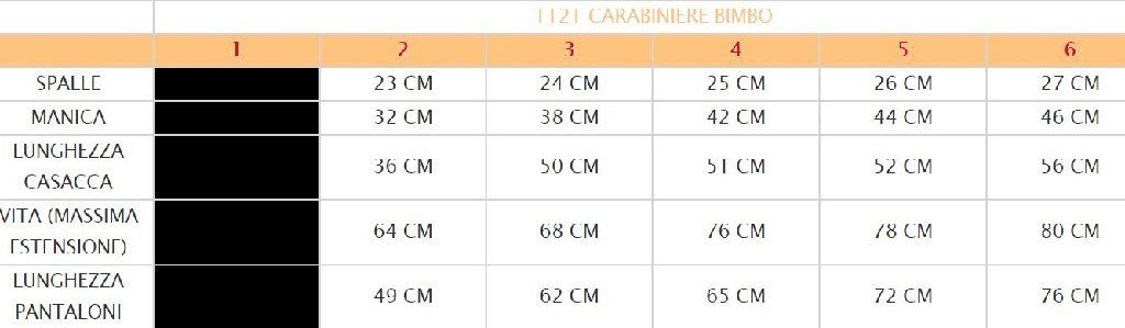 Costume vestito di carnevale Carabiniere bambino 3-6 anni