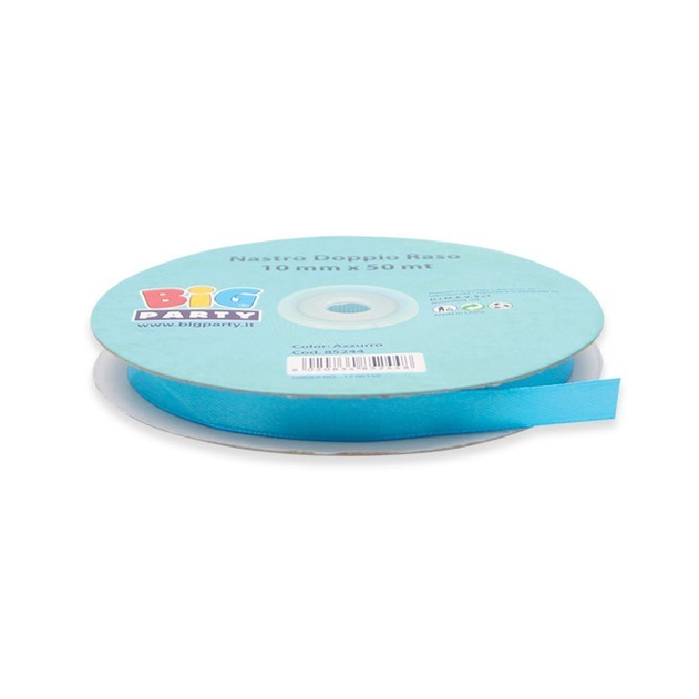 Nastro doppio raso Azzurro 10 mm 50mt