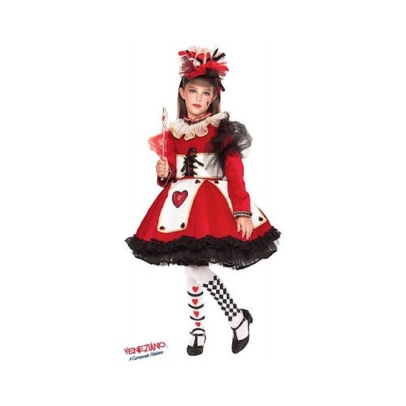 Costume vestito di carnevale Regina di cuori prestige bambina da 3 a 6 anni
