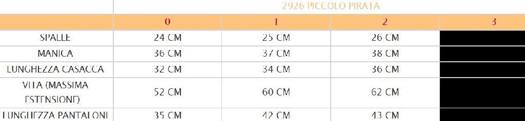 Costume vestito di carnevale Piccolo Pirata bambino 0–2 anni | Veneziano