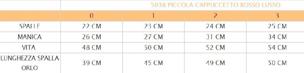 Costume vestito di carnevale Piccola Cappuccetto Rosso bambina da 0 a 3 anni