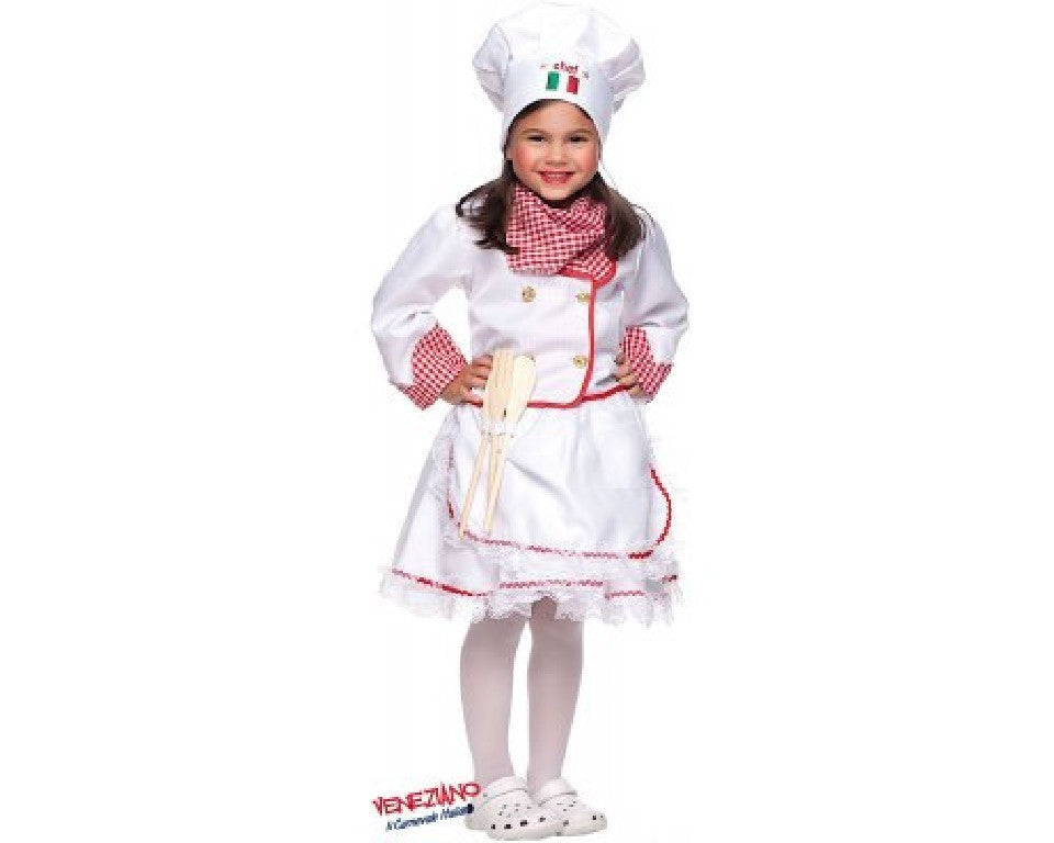 Costume vestito di carnevale Cuoca bambina da 3 a 6 anni
