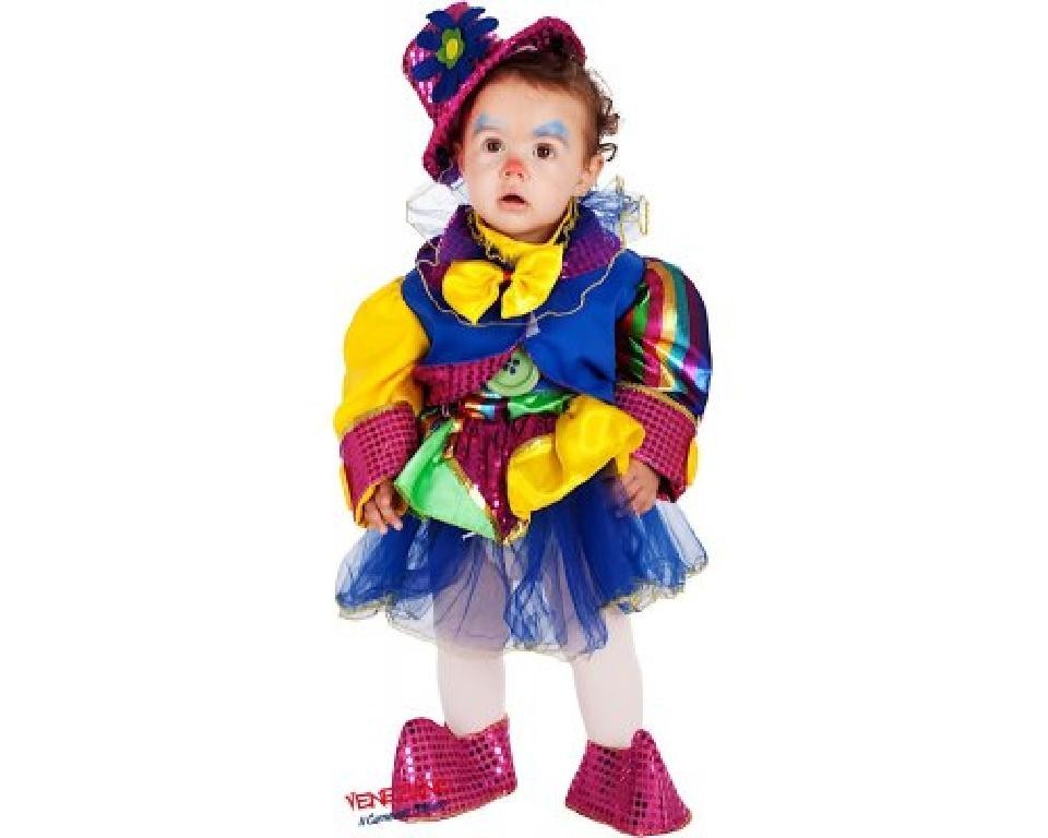 Costume vestito di carnevale piccola Pagliaccetta bambina 0-2 anni