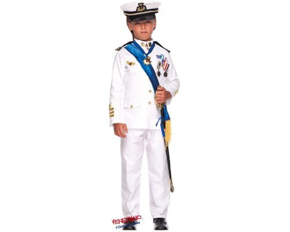 Costume vestito di carnevale Ufficiale di marina bambino da 7-S a 10-XL anni