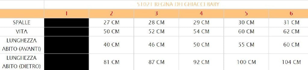 Costume vestito di carnevale Regina dei Ghiacci bambina da 2 a 6 anni