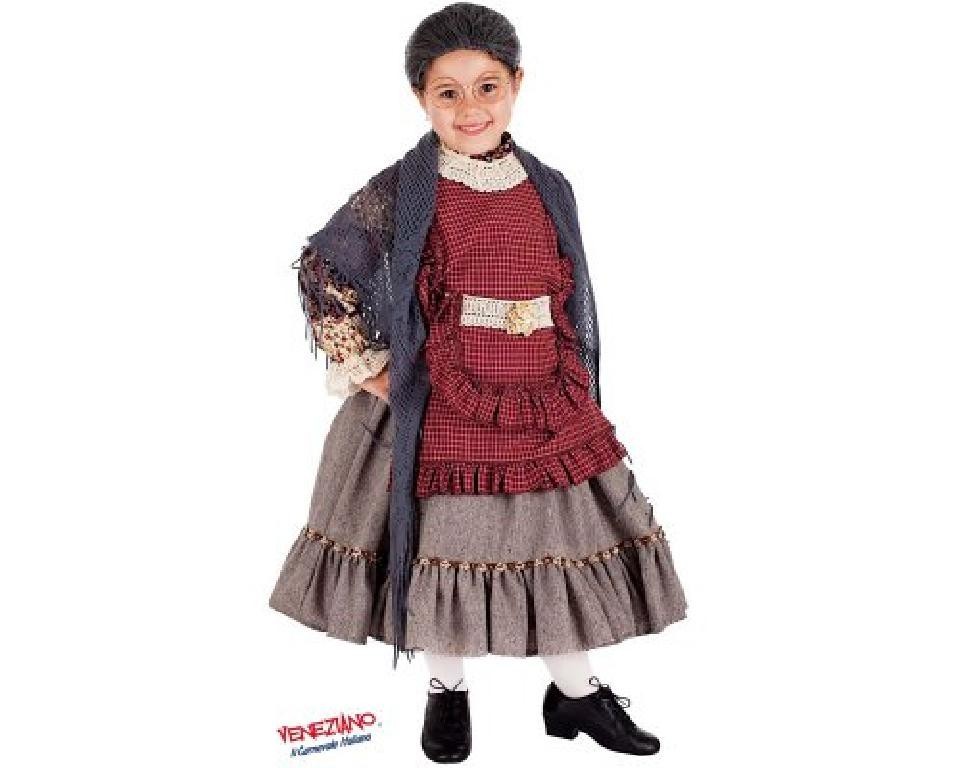 Costume vestito di carnevale Vecchietta bambina da 4 a 6 anni