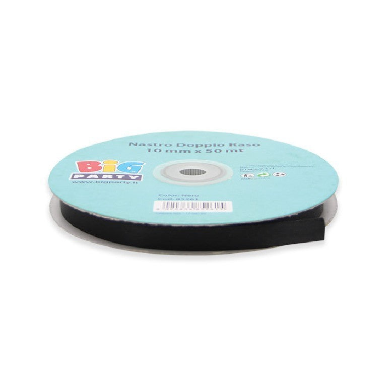 Nastro doppio raso Nero 10mm 50 mt