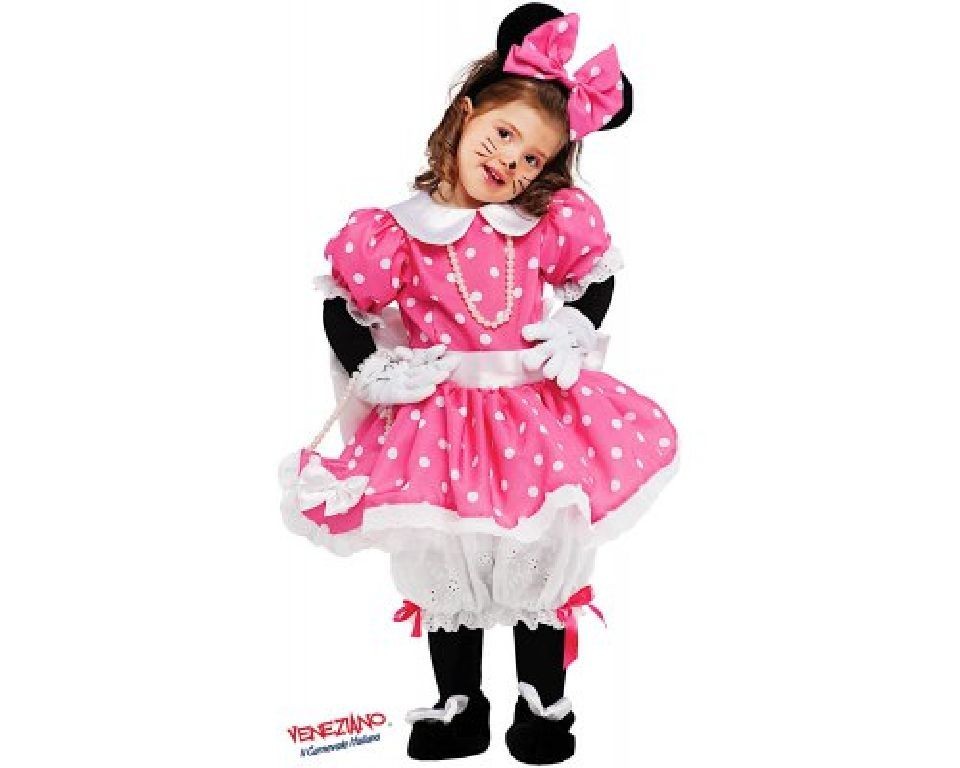 Costume vestito di carnevale piccola Topoletta bambina da 0 a 3 anni
