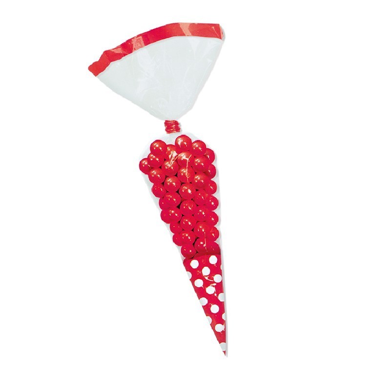 Sacchetti potaconfetti Cono Rosso con Pois 25 cm 10 pz
