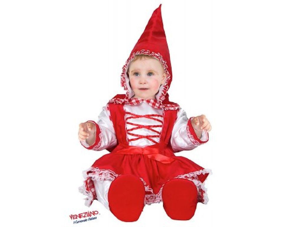 Costume vestito di carnevale dolce Cappuccetto Rosso bambina da 3 a 12 mesi