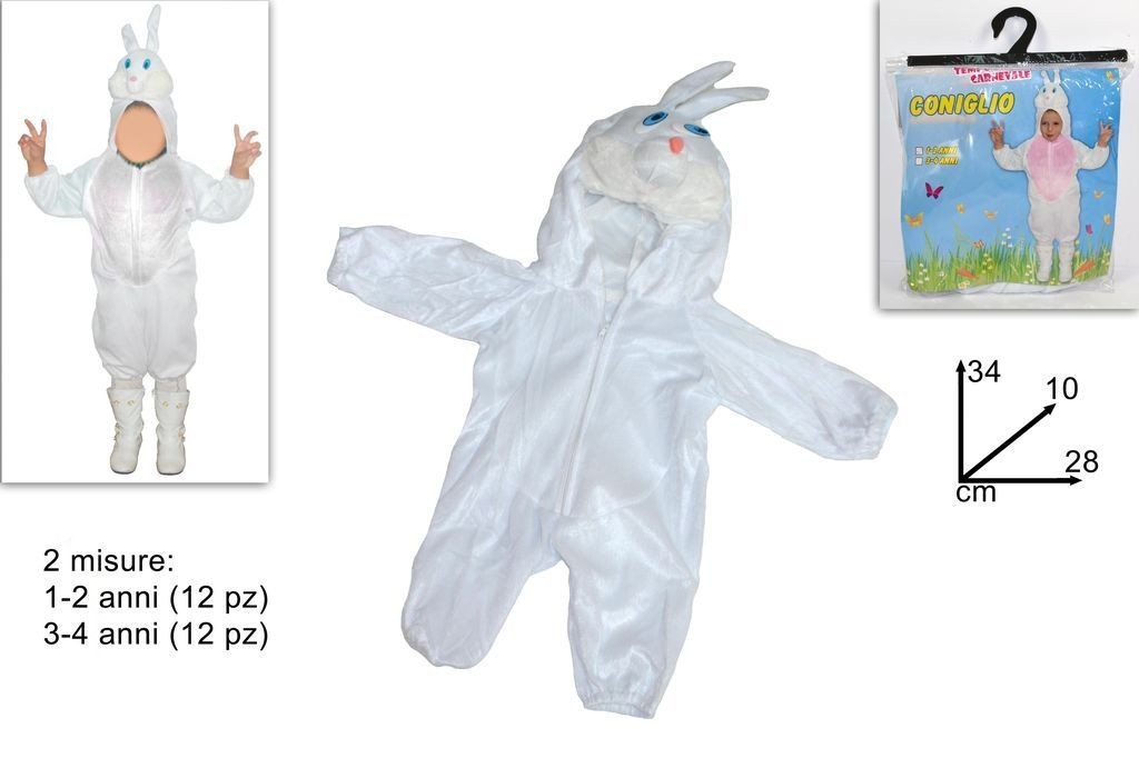 Costume vsstito di carnevale Coniglio da 1 a 4 anni