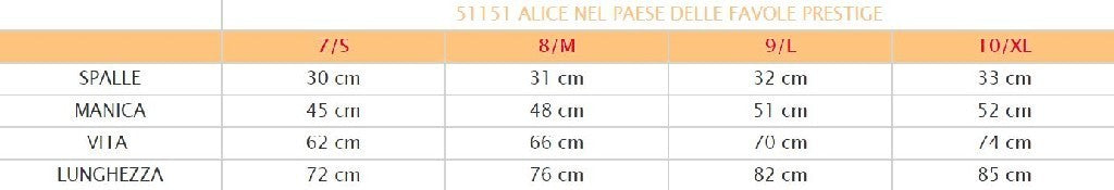 Costume di carnevale Alice nel paese delle meraviglie bambina da 7S a 10XL