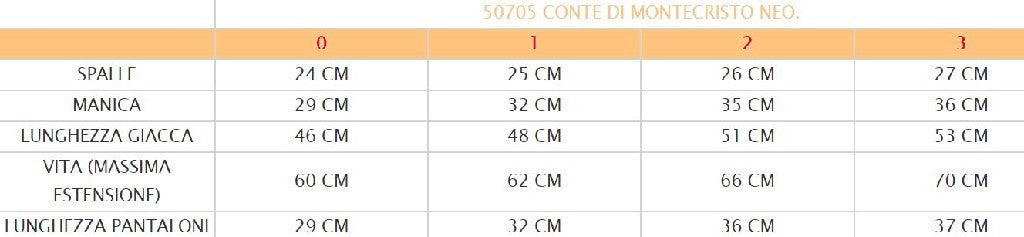 Costume vestito di carnvela Conte di Montecristo bambino da 0 a 3 anni