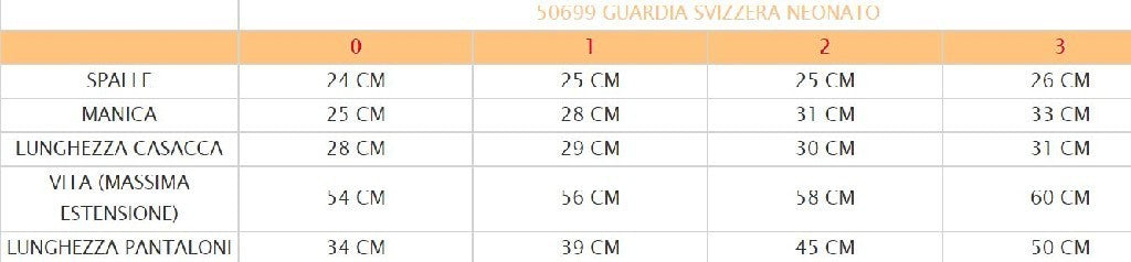 Costume vestito di carnevale Guardia Svizzera bambino da 0 a 3 anni