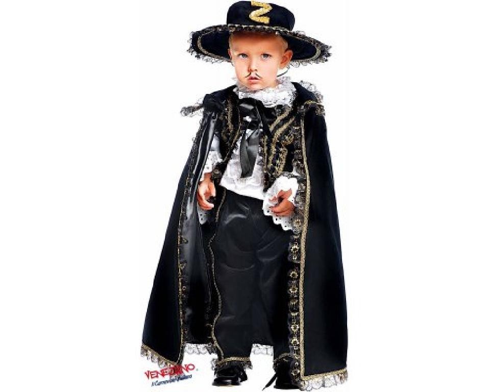 Costume vestito di carnevale Zorro Cavaliere mascherato bambino da 0 a 3 anni
