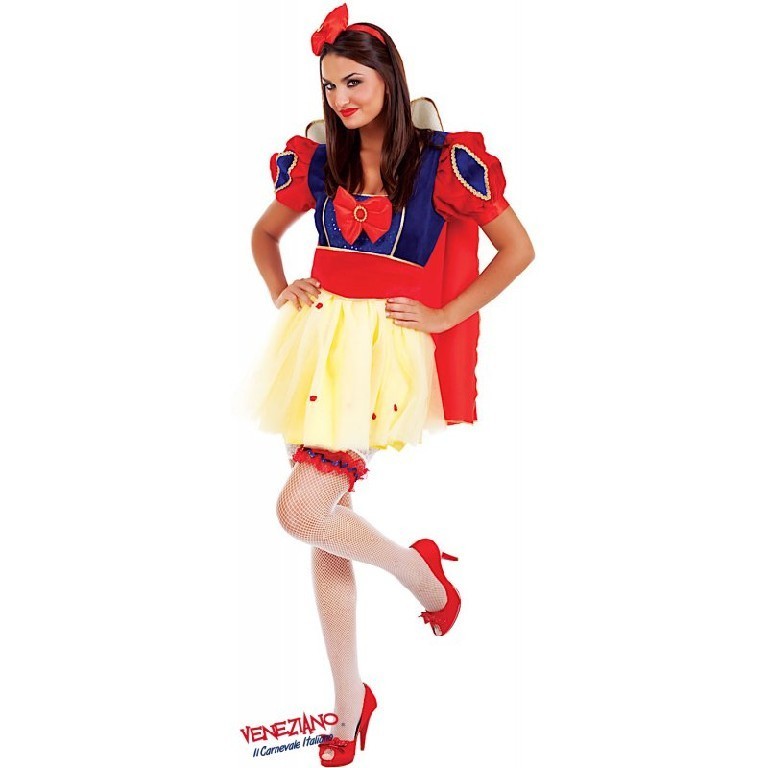 Costume vestito di carnevale Biancaneve per adulto da S a XL