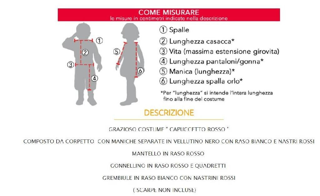 Costume vestito di carnevale Cappuccetto Rosso per adulto da S a L