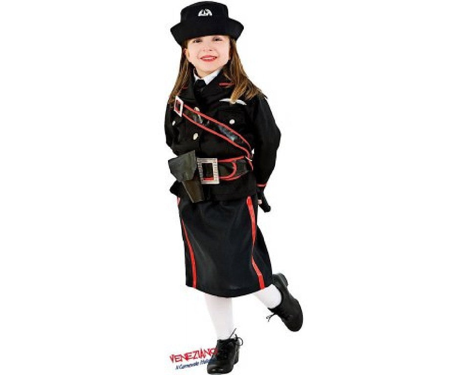 Costume vestito di carnevale Carabiniere bambina da 3 a 6 anni