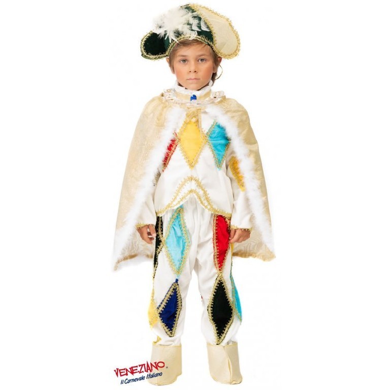 costume vestito di carnevale Arlecchino bambino da 4 a 6 anni
