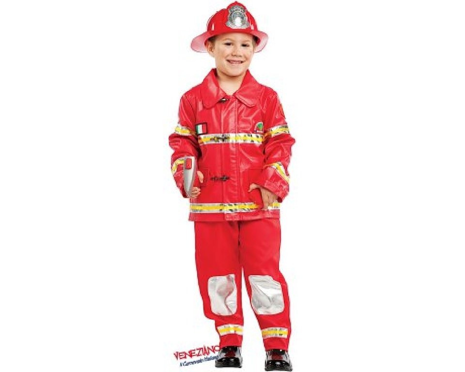 Costume vestito di carnevale Vigile del Fuoco Pompiere bambino 5-6 anni