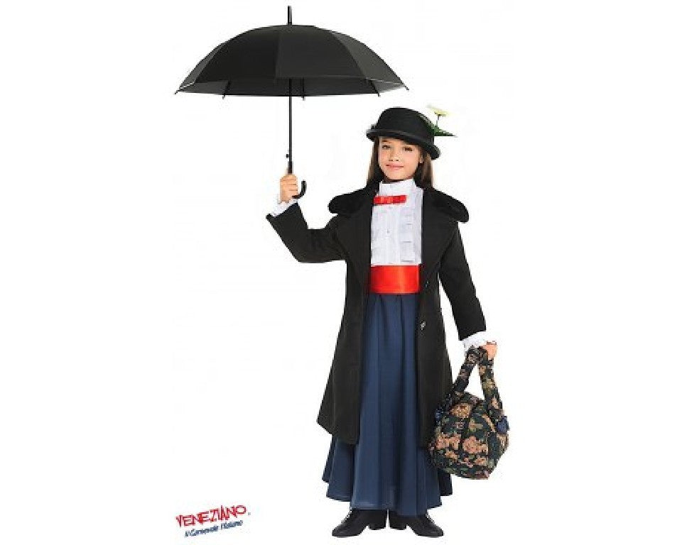 Costume vestito di carnevale Tata Mary Poppins bambina da 3 a 6 anni