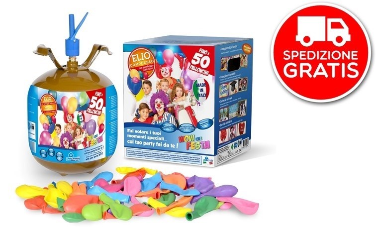 Bombola Elio usa e getta da 6,9 L per 50 palloncini inclusi in confezione