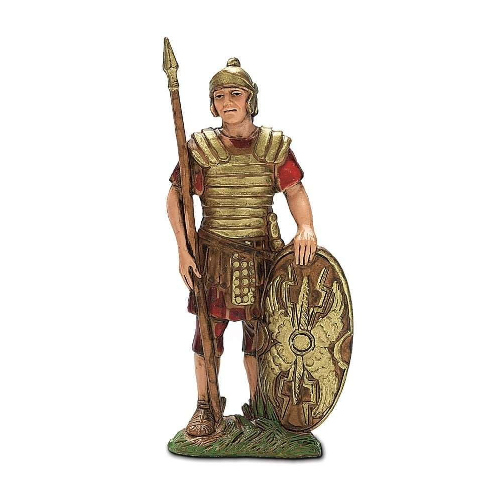 Pastore statuina Soldato Romano scudo ovale cm 10 di plastica Moranduzzo