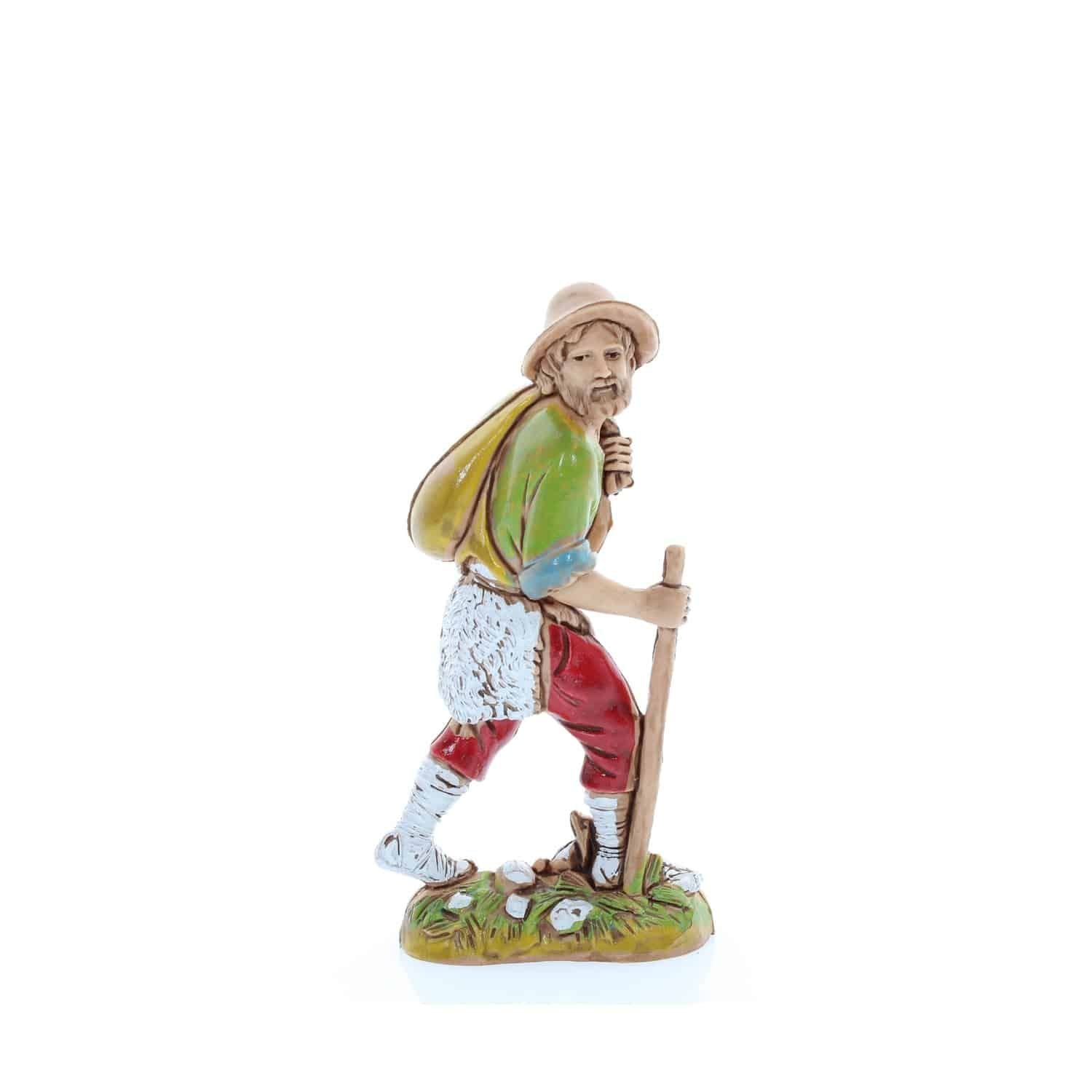 Pastore statuina moranduzzo Viandante con bastone cm 10 per presepe