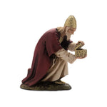 Pastore statuina Moranduzzo Re Magio bianco inginocchiato 15 cm per presepe
