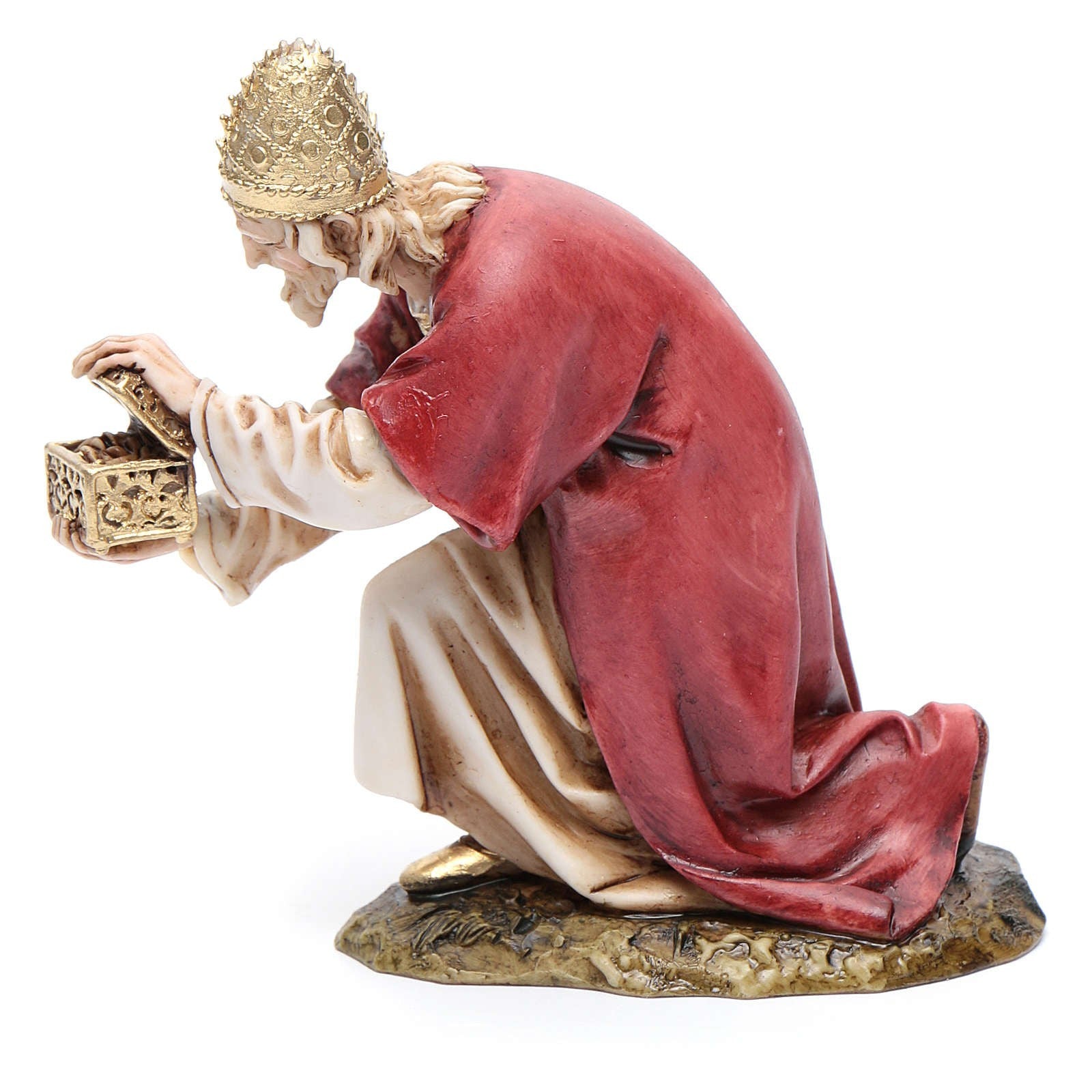 Pastore statuina Moranduzzo Re Magio bianco inginocchiato 15 cm per presepe