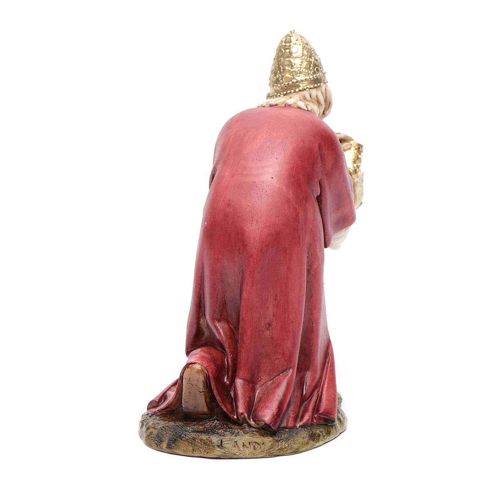 Pastore statuina Moranduzzo Re Magio bianco inginocchiato 15 cm per presepe