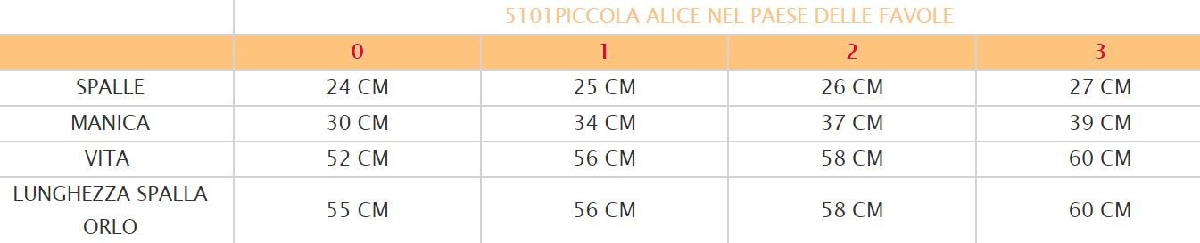 Costume vestito di carnevale Alice nel paese delle meraviglie bimba da 0 a 3anni