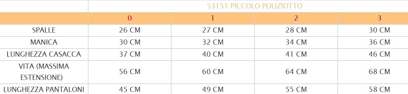 Costume vestito di carnevale piccolo Polizzioto bambino da 0 a 3 anni