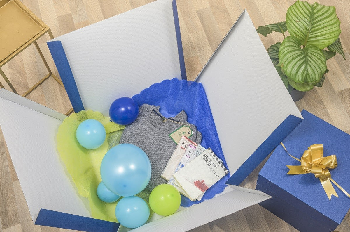 Scatola regalo a sorpresa Box Surprise per palloncini 50x50x50 cm Blu