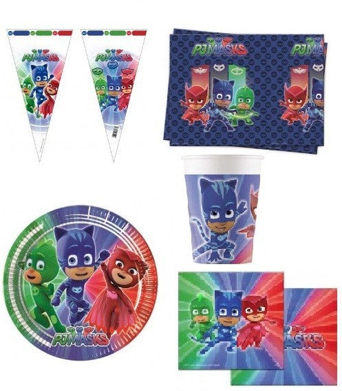 Kit coordinato tavola festa tema PjMasks Super Pigiamini per 8 persone 38Pz