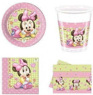 Kit coordinato tavola festa tema Minnie Baby per 8 persone 37Pz