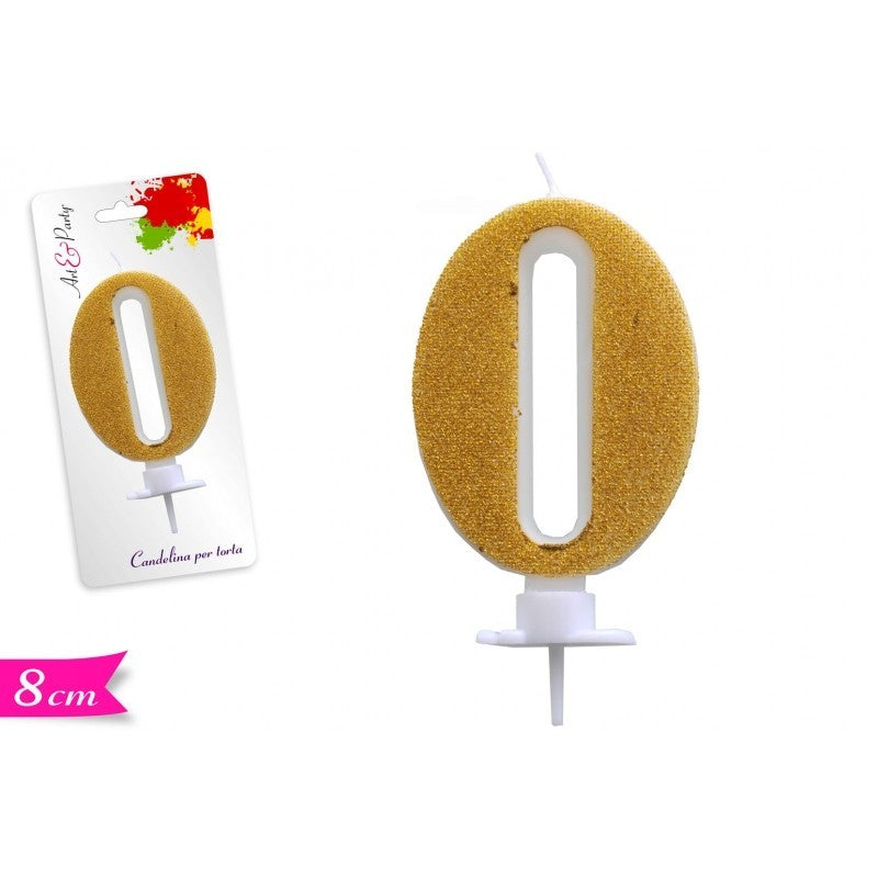 Candelina di cera numero 0 Oror Glitterata 8 cm