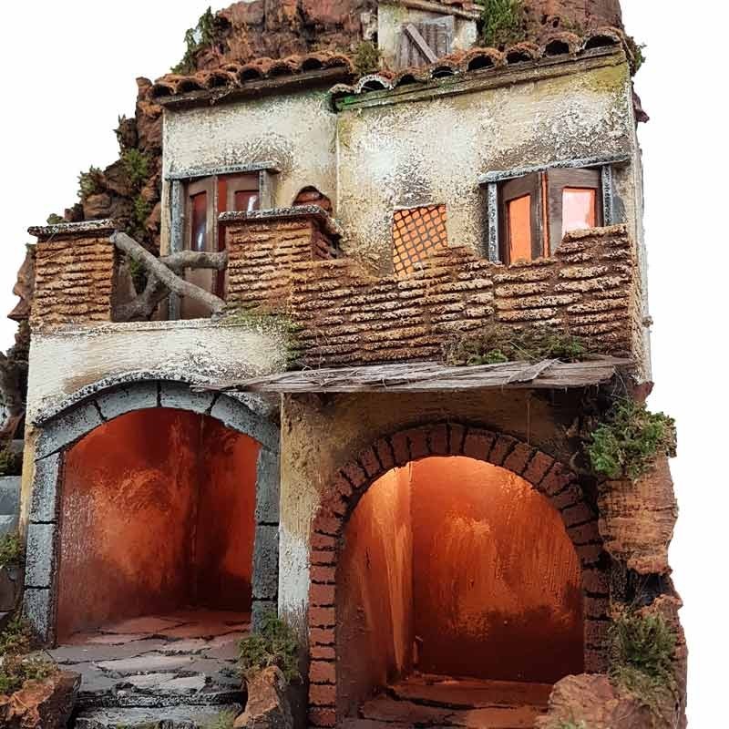 Presepe artigianale Casolare stile 700 con forno 50x40x52 cm