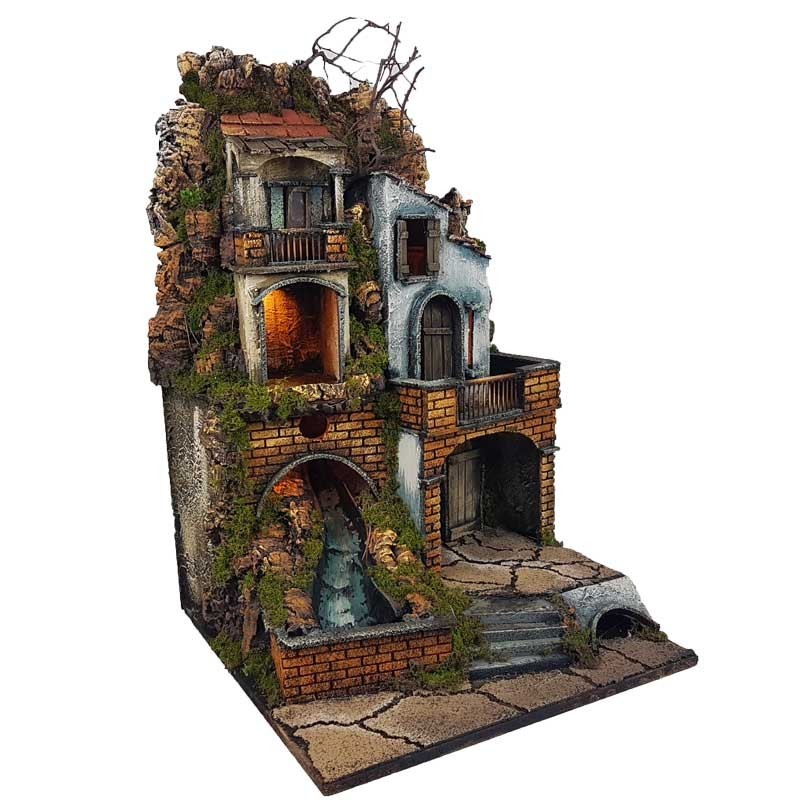 Presepe casolare Napoletano stile 700 con cascata