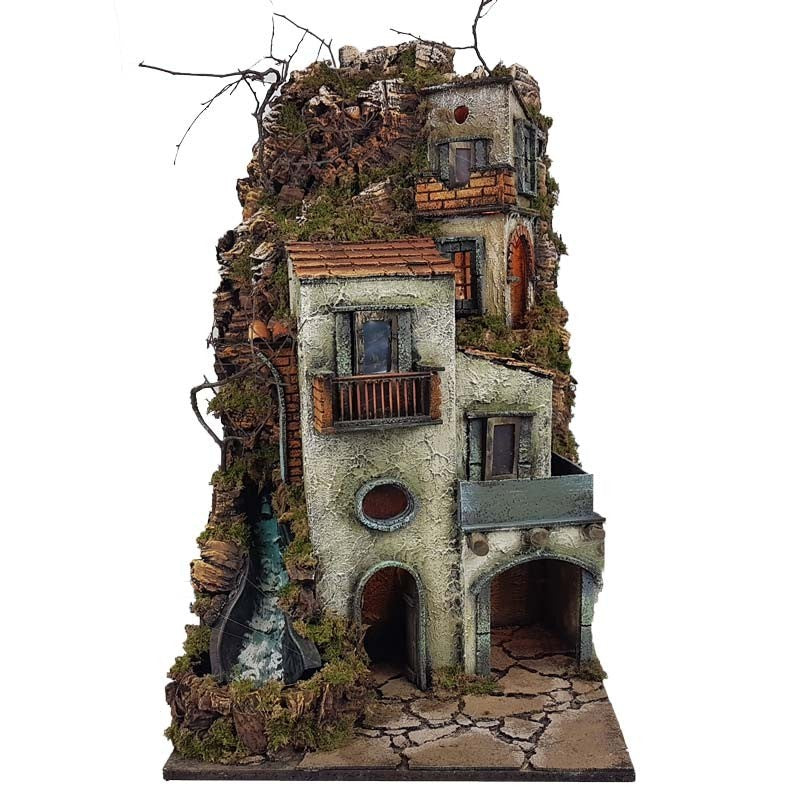 Presepe Borgo napoletano stile 700 con cascata