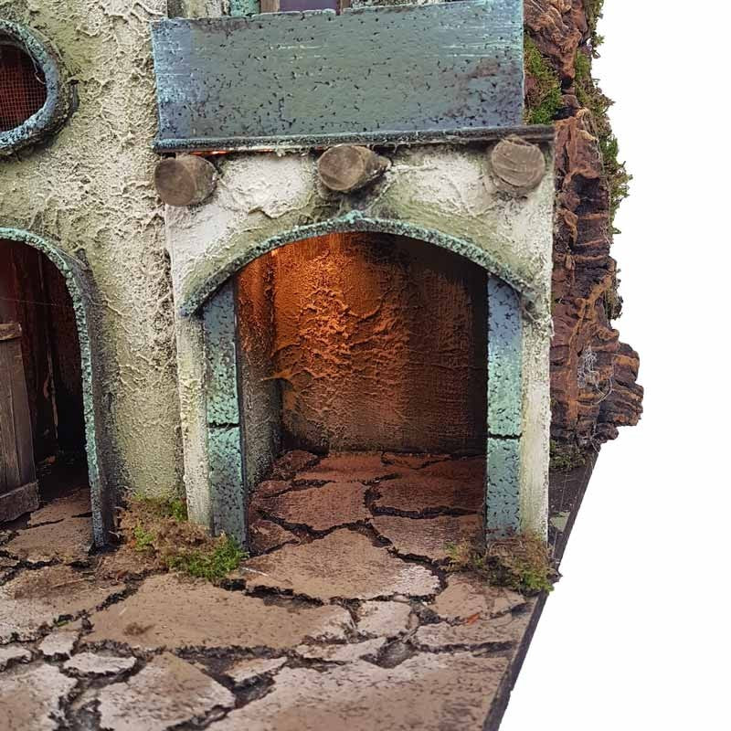 Presepe Borgo napoletano stile 700 con cascata